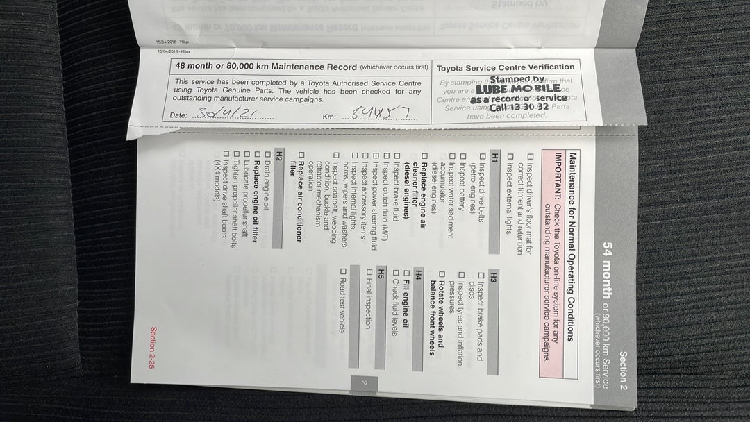 2016 Toyota Hilux Sr (4x4), Automatic, 90408 km, Service History