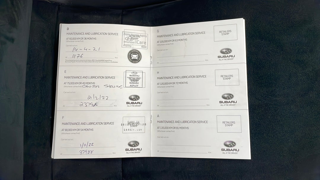 2016 Subaru Brz Brz, Manual, 37989 km, Service History