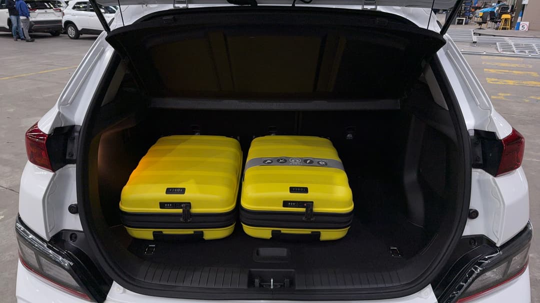 2023 Hyundai Kona Elite Electric Ext Range, Automatic, 21766 km, Boot Inside View with Luggage
