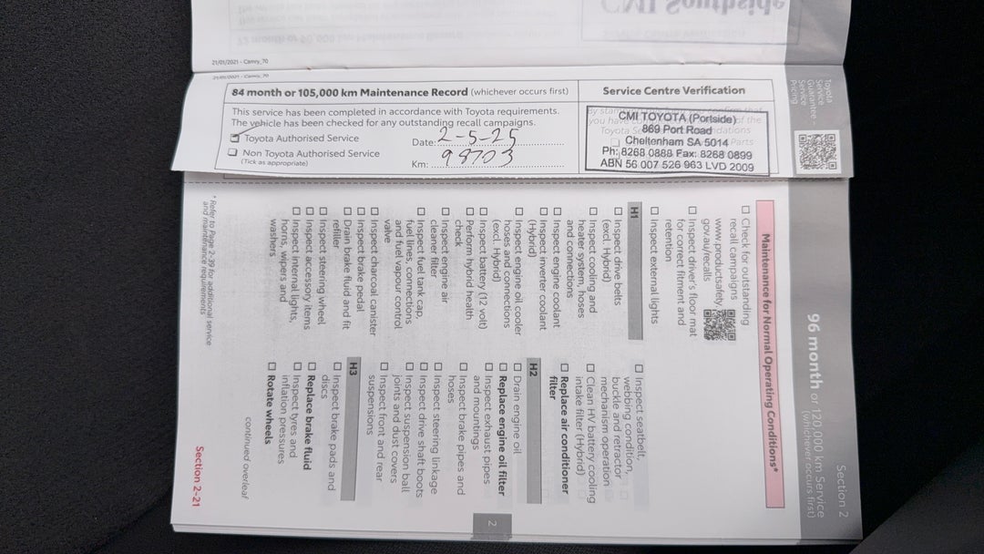 2021 Toyota Camry Ascent + Sat Nav Hybrid, Automatic, 111140 km, Service History