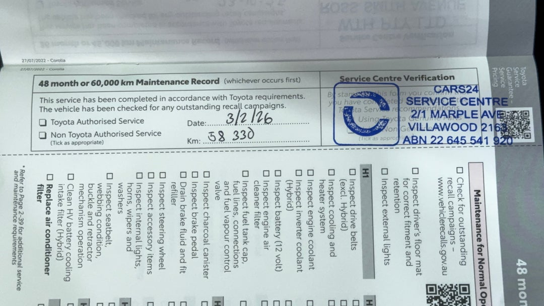 2023 Toyota Corolla Ascent Sport, Automatic, 58331 km, Service History