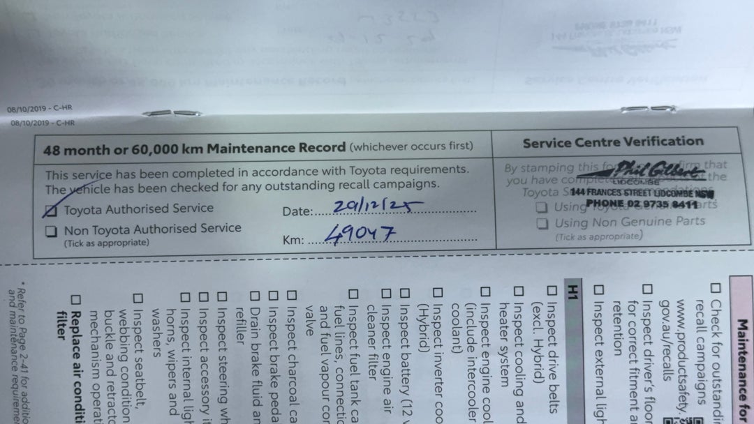 2021 Toyota C-HR Gxl (2WD), Automatic, 50059 km, Service History