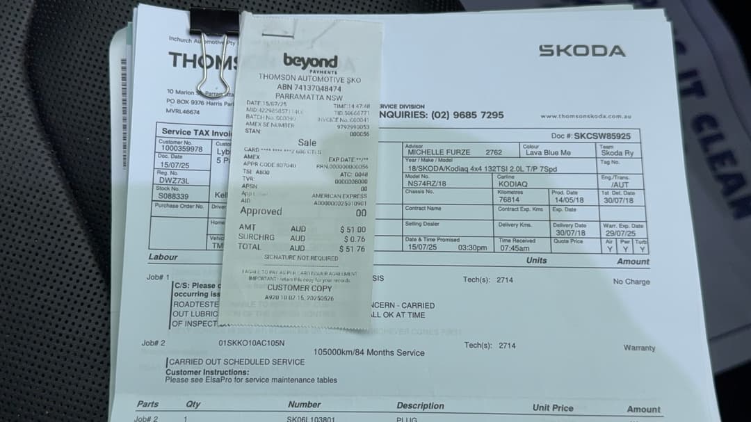 2018 SKODA Kodiaq 132 Tsi (4x4), Automatic, 91001 km, Service History