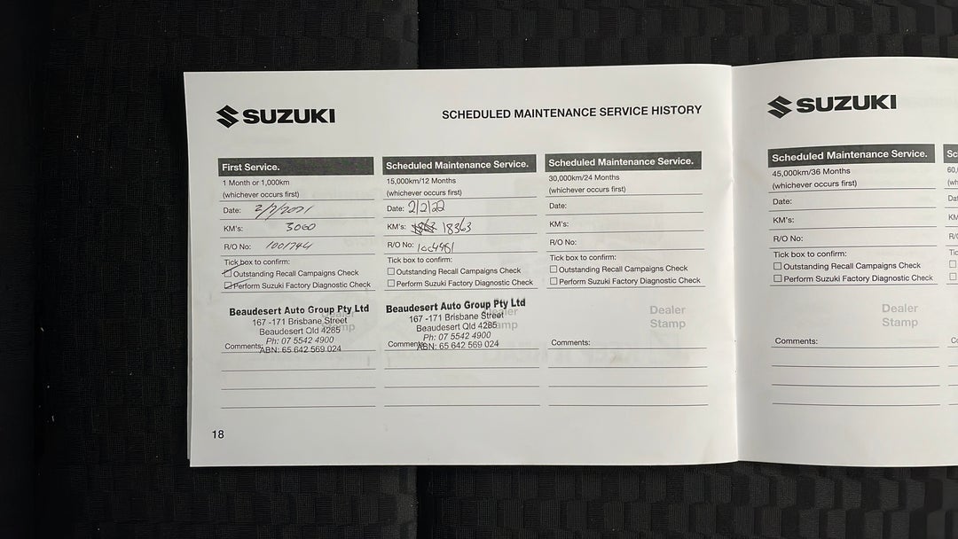2021 Suzuki Jimny Glx (qld), Manual, 21635 km, Service History