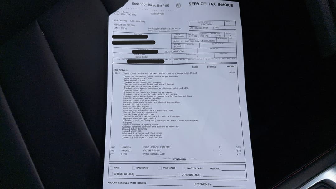 2019 MG HS Vibe, Automatic, 50784 km, Service History