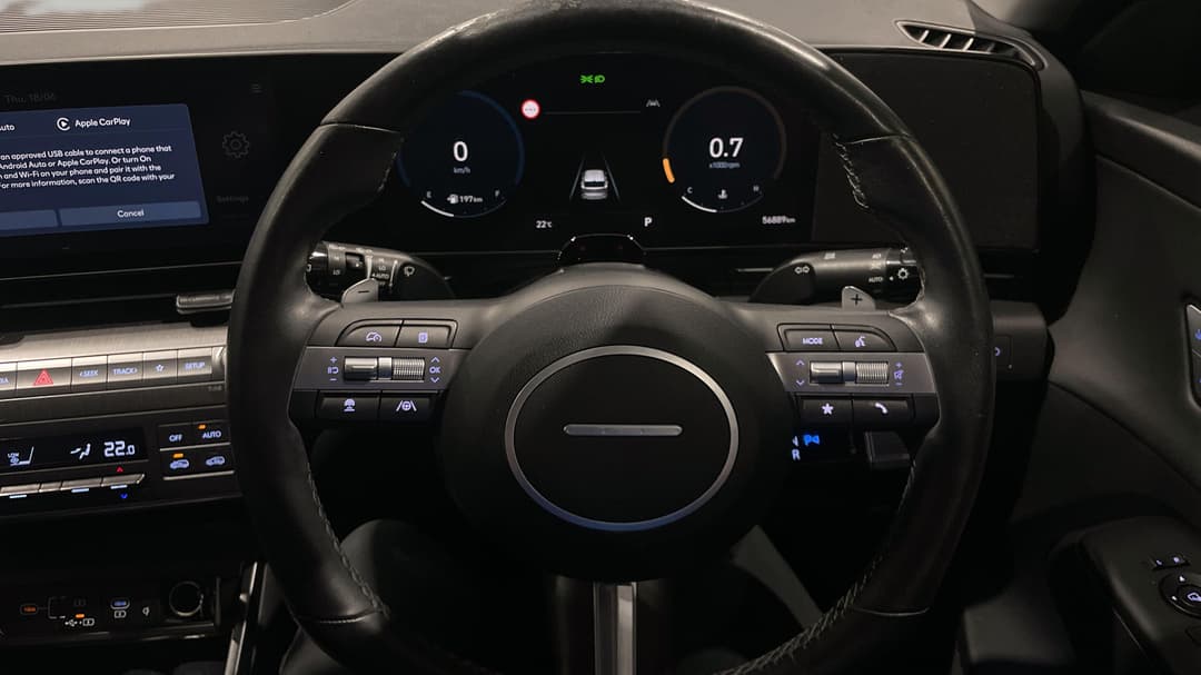 2023 Hyundai Kona Premium, Automatic, 56889 km, Steering Wheel Close-up