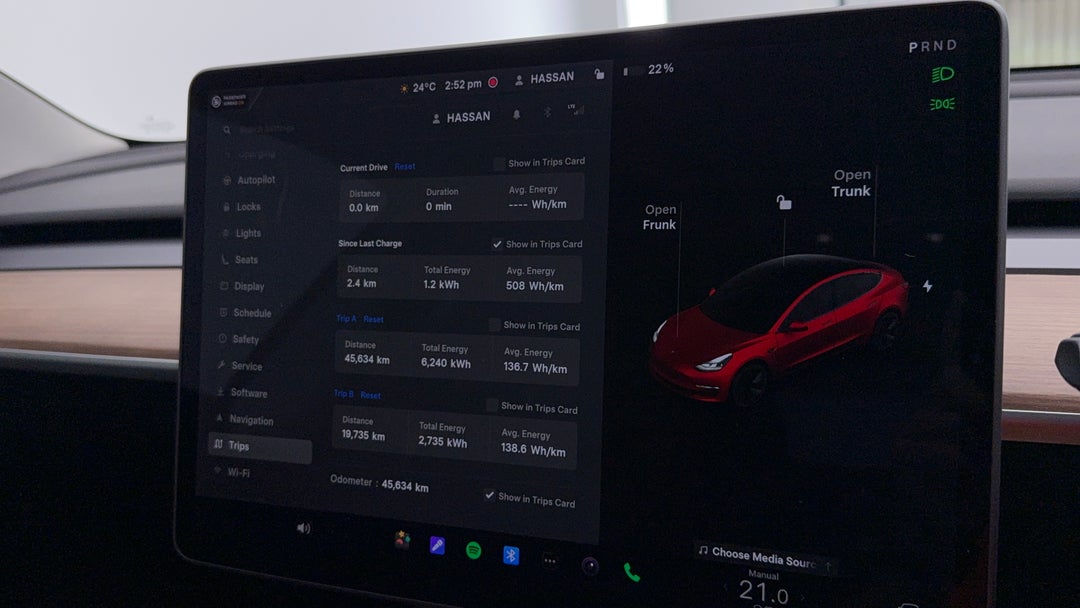 2021 Tesla Model 3 Standard Range Plus RWD, Automatic, 45634 km, Odometer View