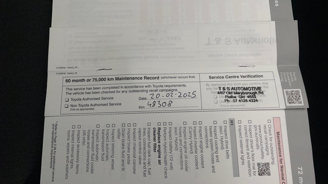 2019 Toyota Camry Ascent Sport, Automatic, 48517 km, Service History