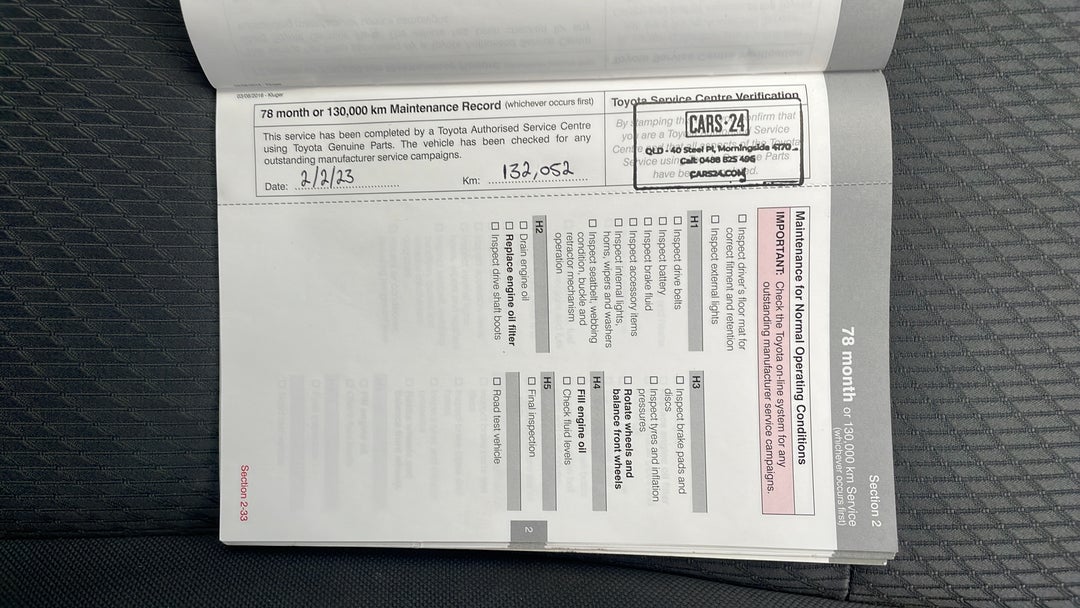 2015 Toyota Kluger Gx (4x2), Automatic, 132063 km, Service History