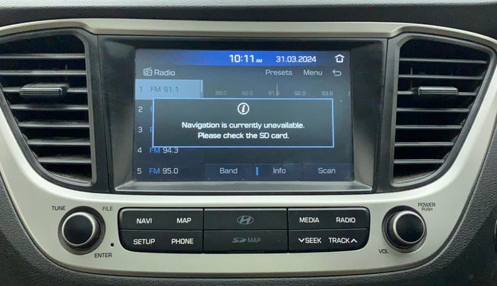 2017 Hyundai Verna 1.6 VTVT SX (O) AT, Petrol, Automatic, 70,680 km, Infotainment system - GPS Card not working/missing