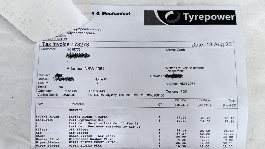 2016 Honda Odyssey Vti-l, Automatic, 91775 km, Service History