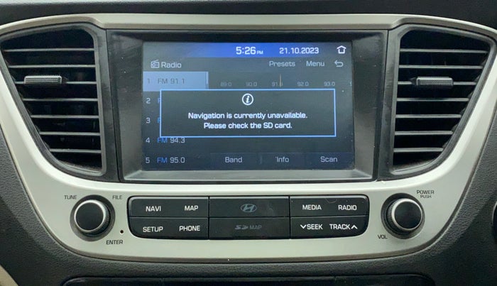 2019 Hyundai Verna 1.6 VTVT SX (O) AT, Petrol, Automatic, 57,538 km, Infotainment system - GPS Card not working/missing