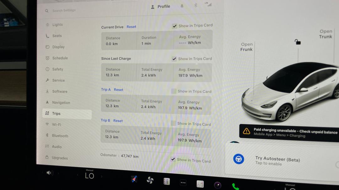 2021 Tesla Model 3 Standard Range Plus RWD, Automatic, 47747 km, Odometer View
