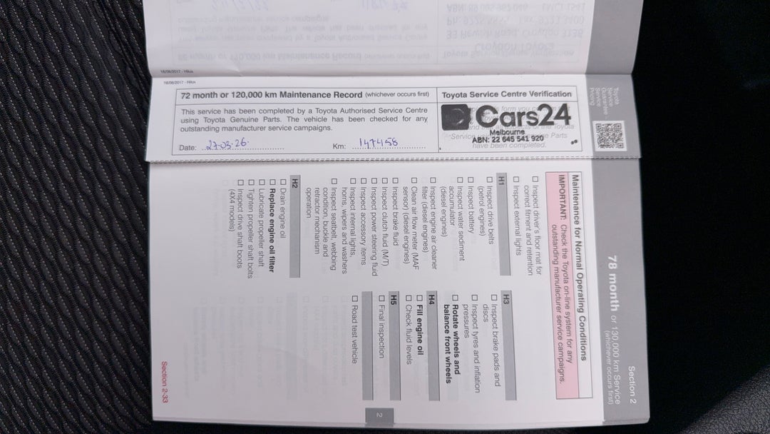 2017 Toyota Hilux Workmate, Automatic, 147470 km, Service History