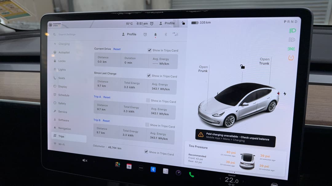 2021 Tesla Model 3 Long Range AWD, Automatic, 48744 km, Odometer View
