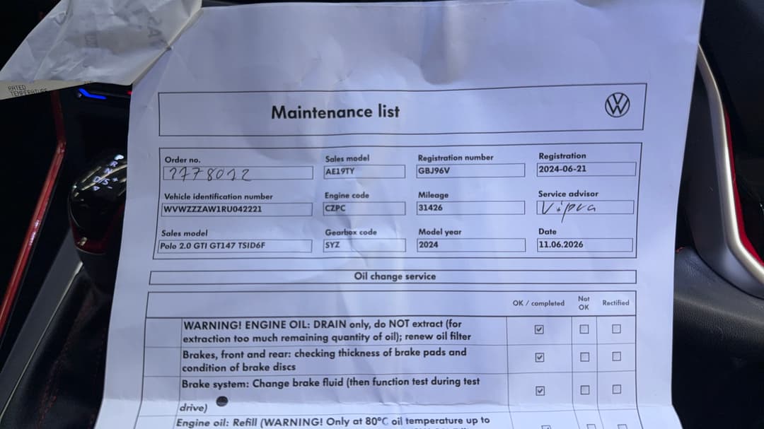 2024 Volkswagen Polo Gti, Automatic, 33525 km, Service History