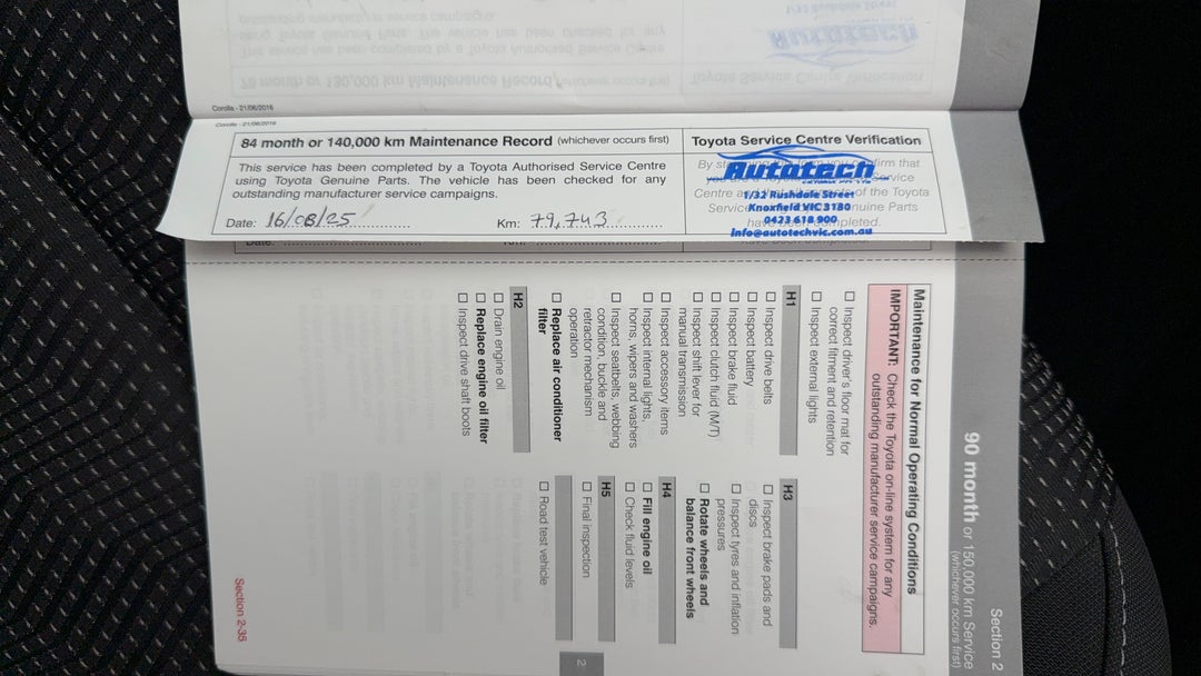 2016 Toyota Corolla Ascent Sport, Automatic, 86304 km, Service History