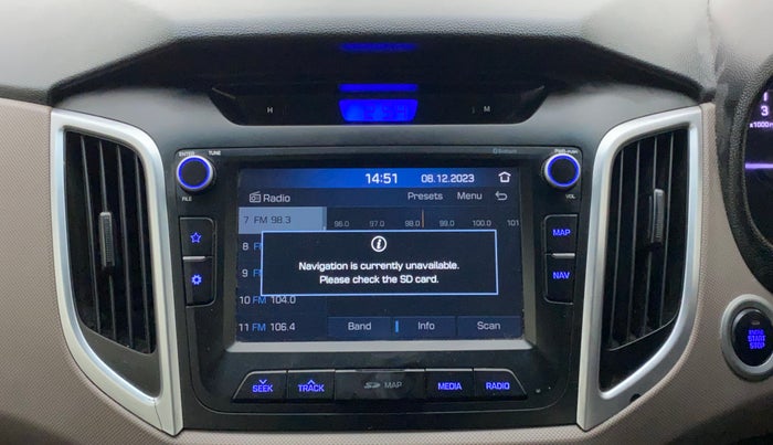 2018 Hyundai Creta SX 1.6 DIESEL, Diesel, Manual, 1,28,412 km, Infotainment system - GPS Card not working/missing
