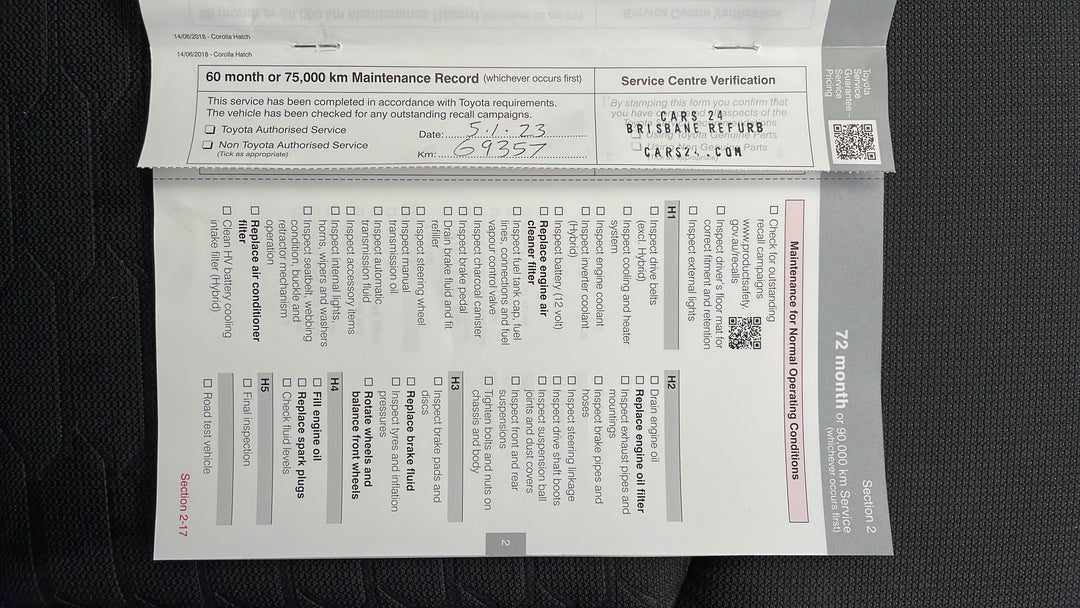 2018 Toyota Corolla Ascent Sport Hybrid, Automatic, 69358 km, Service History