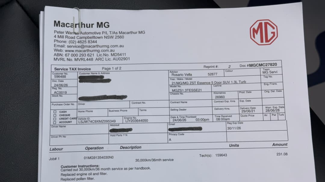 2021 MG Zst Essence, Automatic, 30131 km, Service History