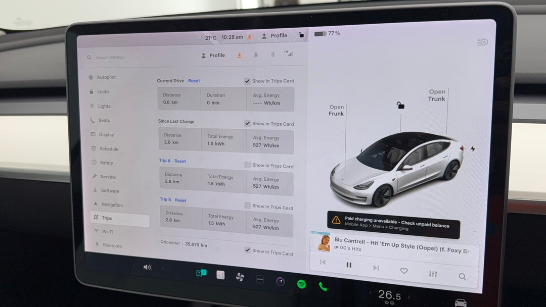 2021 Tesla Model 3 Standard Range Plus RWD, Automatic, 35875 km, Odometer View