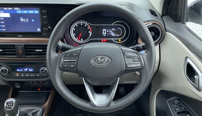 2021 Hyundai AURA SX 1.2 (O), Petrol, Manual, 7,356 km, Steering Wheel Close Up