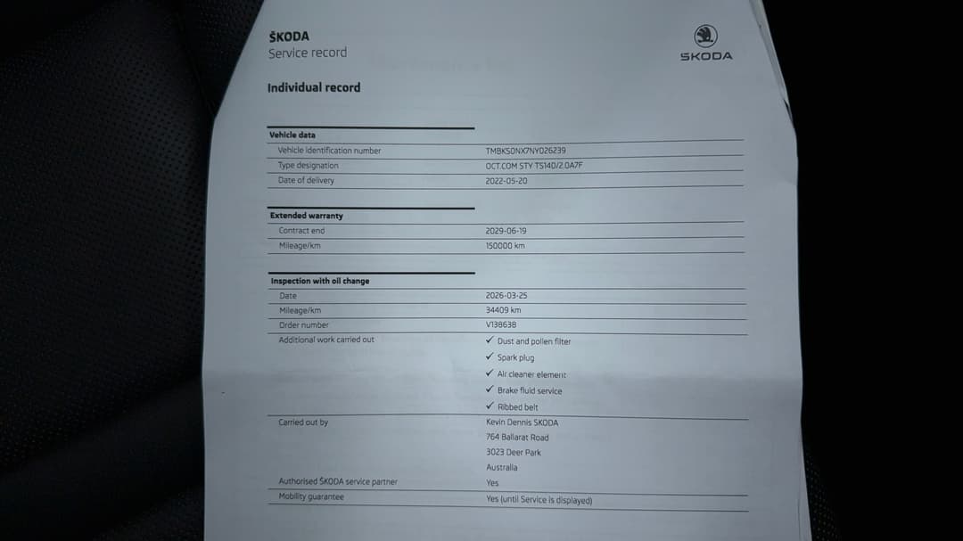 2022 SKODA Octavia Limited Edition, Automatic, 39048 km, Service History