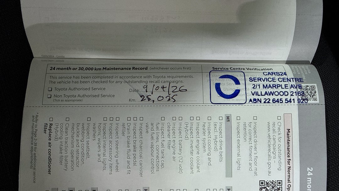 2024 Toyota Corolla Ascent Sport + Conv Pk Hybrid, Automatic, 25035 km, Service History