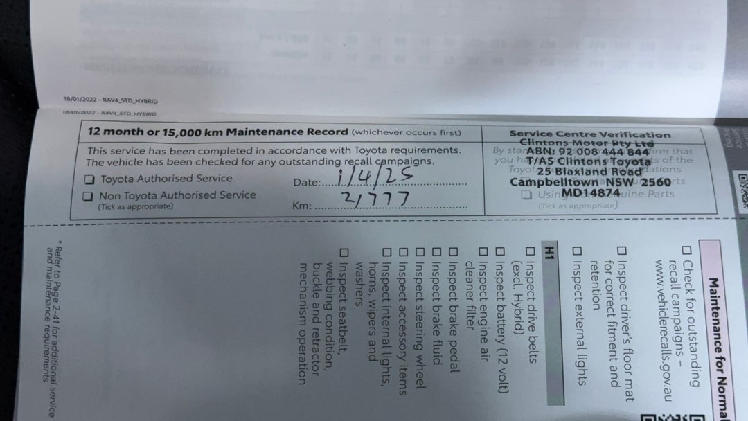 2024 Toyota RAV4 Cruiser (AWD) Hybrid, Automatic, 8302 km, Service History