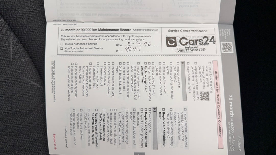 2019 Toyota RAV4 Gxl (AWD) Hybrid, Automatic, 86212 km, Service History