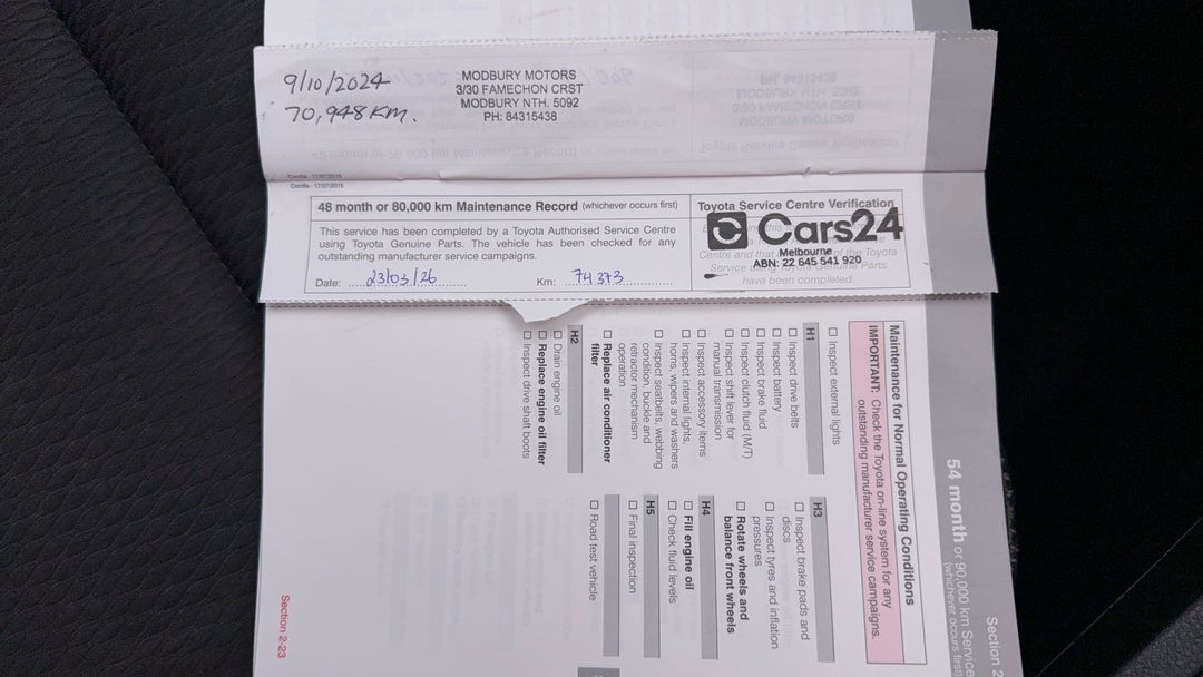 2016 Toyota Corolla Ascent, Automatic, 74380 km, Service History