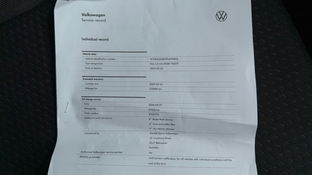 2023 Volkswagen Polo Life, Manual, 21353 km, Service History