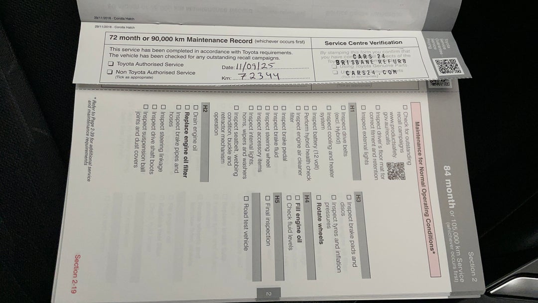 2019 Toyota Corolla Ascent Sport, Automatic, 72346 km, Service History