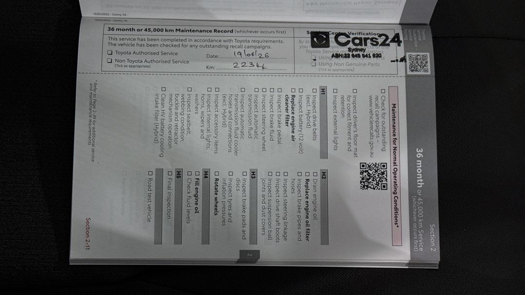 2023 Toyota Camry Ascent Hybrid, Automatic, 22344 km, Service History