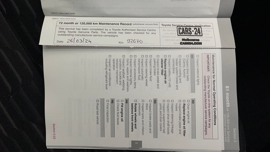 2016 Toyota Camry Altise, Automatic, 92671 km, Service History