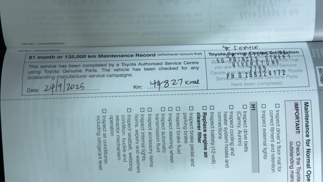 2017 Toyota Camry Rz S.e., Automatic, 47431 km, Service History