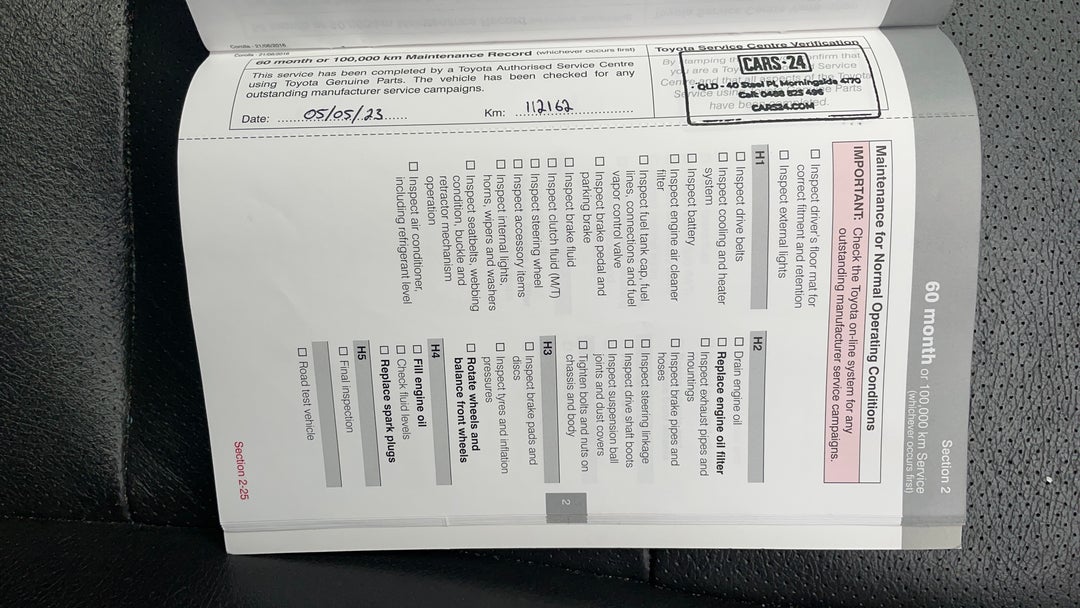 2016 Toyota Corolla Ascent Sport, Manual, 112165 km, Service History