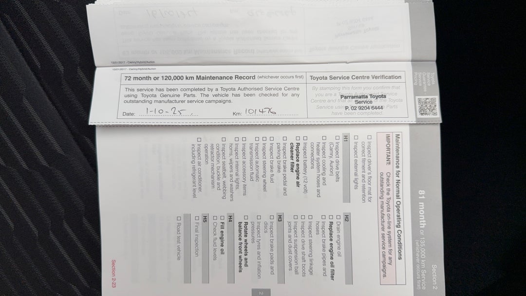 2017 Toyota Camry Altise, Automatic, 104571 km, Service History