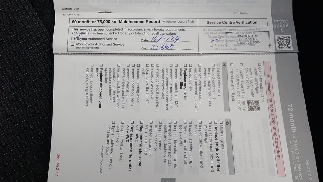 2018 Toyota C-HR (2wd), Automatic, 58055 km, Service History