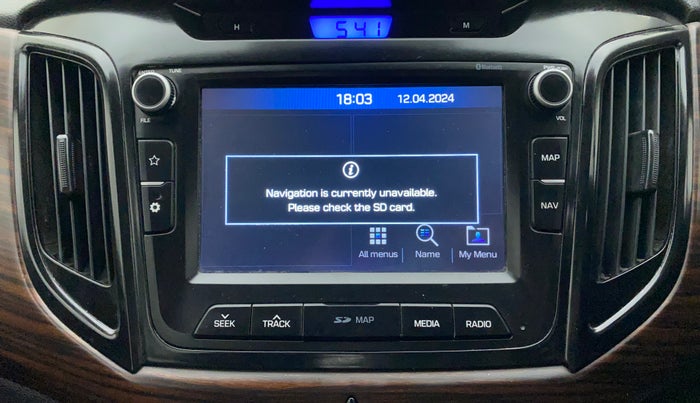 2019 Hyundai Creta SX 1.6 PETROL, Petrol, Manual, 70,926 km, Infotainment system - GPS Card not working/missing