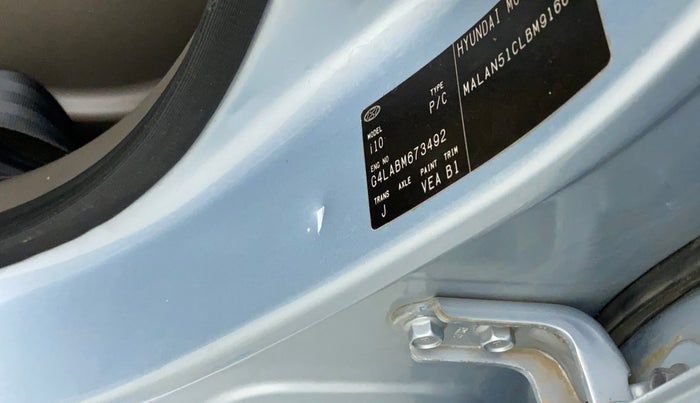 2011 Hyundai i10 SPORTZ 1.2, Petrol, Manual, 61,761 km, Left B pillar - Slightly dented