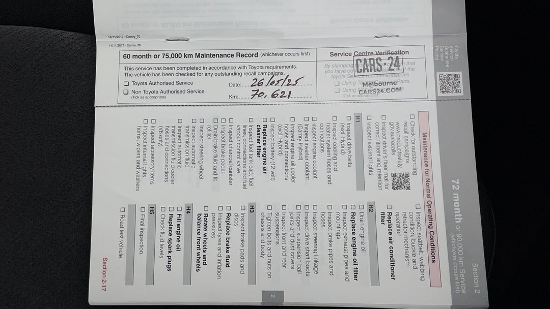 2018 Toyota Camry Ascent, Automatic, 70622 km, Service History