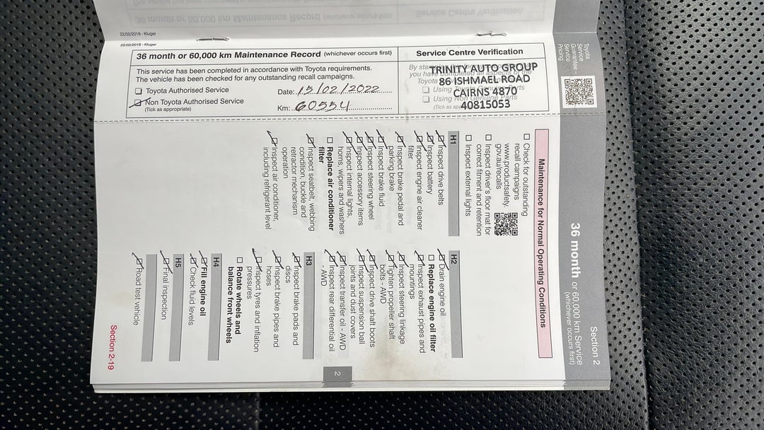 2018 Toyota Kluger Gxl (4x2), Automatic, 60690 km, Service History