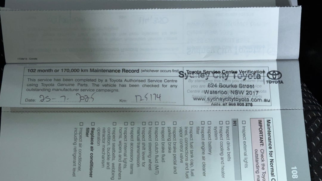 2014 Toyota Corolla Ascent Sport, Automatic, 128066 km, Service History