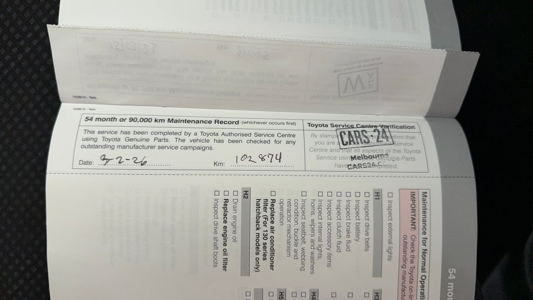 2015 Toyota Yaris Ascent, Manual, 102876 km, Service History