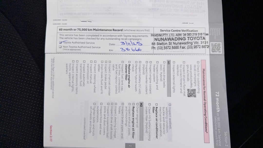 2020 Toyota Corolla Zr, Automatic, 38914 km, Service History