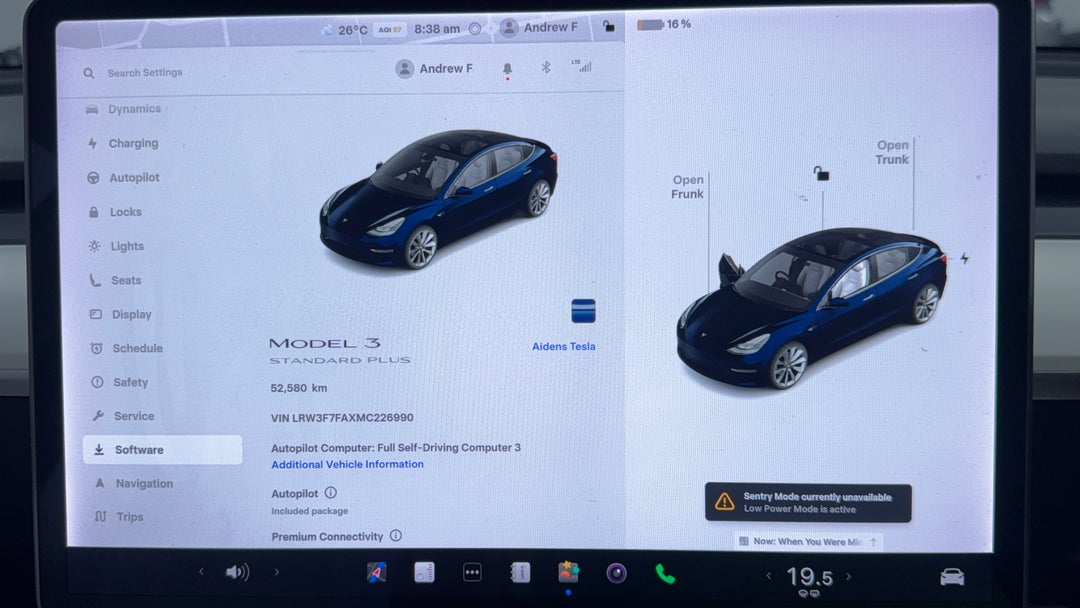 2021 Tesla Model 3 Standard Range Plus RWD, Automatic, 52580 km, Odometer View