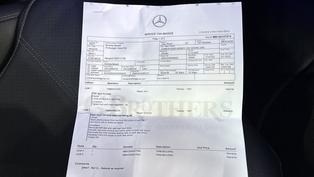 2022 Mercedes-benz C200 Mhev, Automatic, 52968 km, Service History